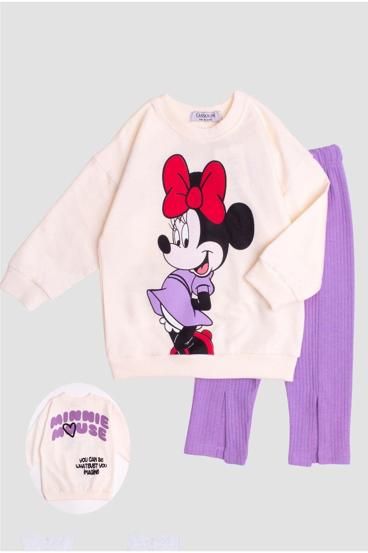 Minnie Mause Büyük Baskılı Oversize Alt Üst Bebek Çocuk Eşorfman Takımı